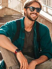 运动型表带，兼容男女款 ，尺寸：40mm、41mm、38mm、42mm、46mm、44mm、45mm、49mm；编织弹力尼龙表带，兼容 Series 11、10、9、8、7、6、5、4、3、2、1、SE、Ultra、3、2、1。 - 紅色 - 查看 10