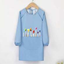 1pc Cartoon Cute Painting Smock, Art Drawing Graffiti Apron, Reversible Wear For Eating, Unisex - Multicolor - View 9