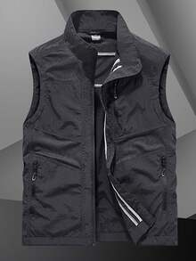 男士轻便户外实用背心，带拉链口袋 - 秋冬休闲无袖夹克