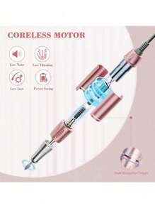 35,000RPM Electric Nail Drill With HD LCD Display, Rechargeable Nail File Machine For Gel Polish Buffing Salon Tools - Pink - View 6