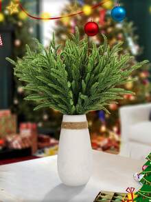30/10/5 件人造松针树枝 DIY 礼品装饰绿植松针，假绿叶松针适用于 DIY 花环圣诞装饰和家庭花园装饰 - 綠色 - 查看 10