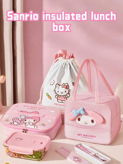 Insulated Lunch Bag, Extra-large capacity version, Three-Layer Protection, Waterproof & Durable, Cute Cartoon Designs, Wide Handle & External Pocket, Perfect for School, Work, Picnics & Travel, Keeps Food Fresh, Easy to Clean, Gift for Her