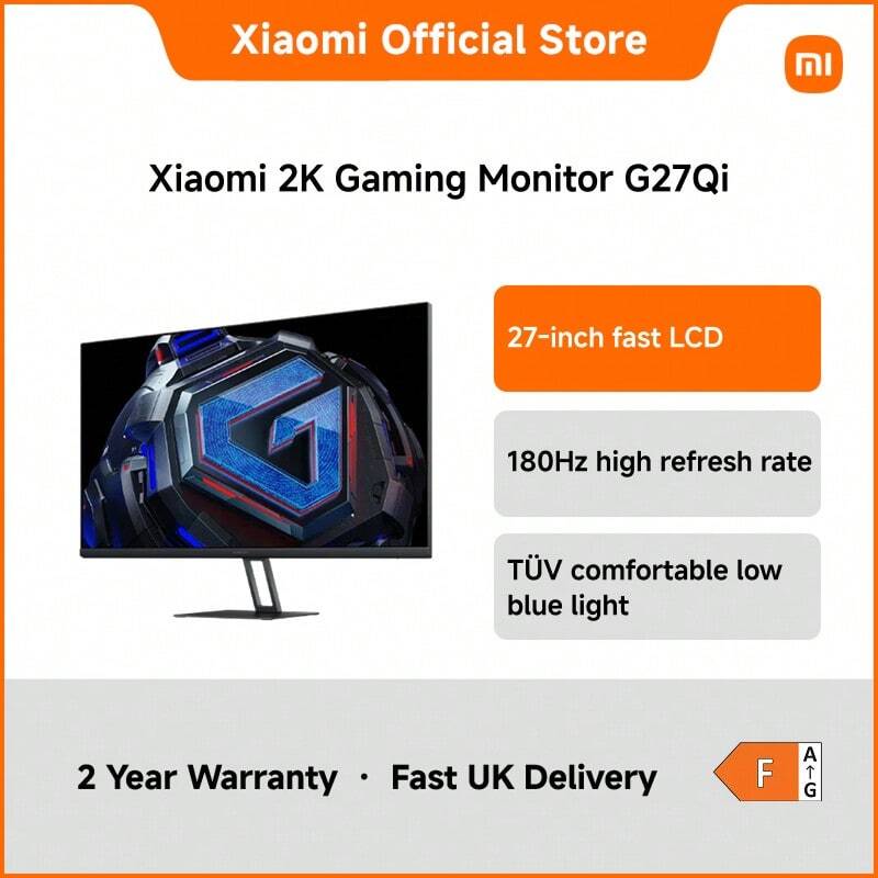 Xiaomi 2K Gaming Monitor G27Qi 27" – 2560*1440 QHD Display, 180Hz Refresh Rate, 1ms Response, 95% DCI-P3, Dual DP & HDMI Ports, VESA Mount, Ideal For Fast-Paced Gaming & Creative Work - 黑色 - 查看 1