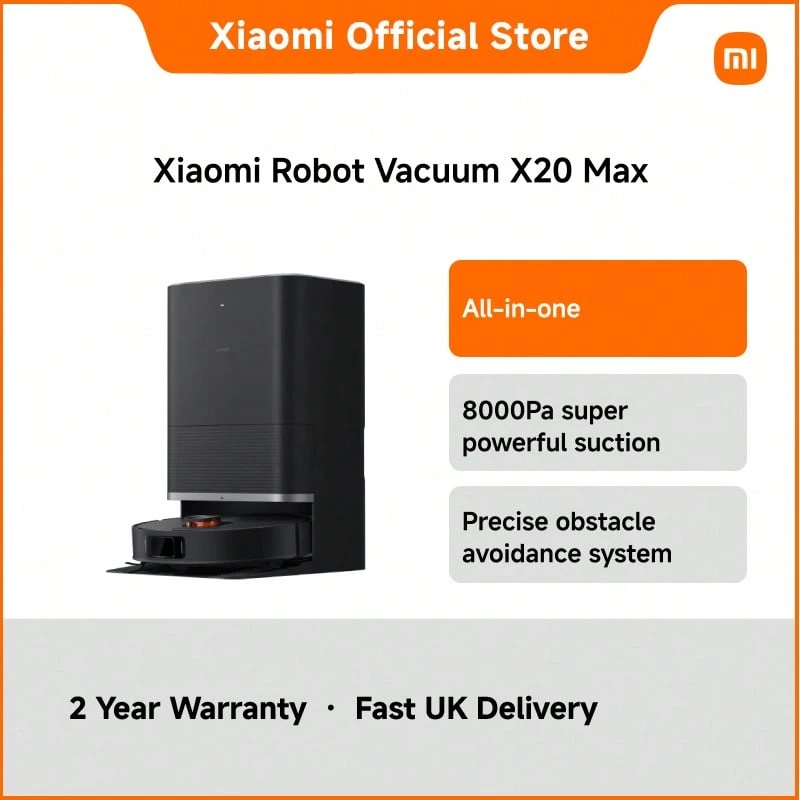Xiaomi Robot Vacuum X20 Max – Advanced Robotic Cleaner With Omni Station, 5200mAh Battery, 55W Suction Power, Automatic Hair-Cutting Brush, Dual Mop Pads, Self-Cleaning & Dual Water Tanks, Full Home Smart Cleaning - Black - View 1