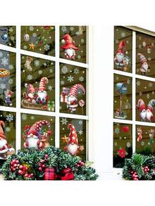 Christmas Window Clings, Gnome Window Stickers,Window Decals Snowflake, Gnome Christmas Truck, Home Decorations,Thanksgiving Xmas Gifts,Kitchen, Living Room, Bedroom Window Stickers  Christmas Decor  Christmas Decorations Wall Stickers Room Decor Wall Decor Christmas Decoration - Multicolor - View 6