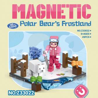 Magnetisk värld, Magnetisk byggklosssats, STEM Pedagogiska sensoriska leksaker, Kreativa byggleksaker, Geometriska magnetiska byggklossar, Med djur, Seriefigurer, Med färglåda, Lämplig för barn över 6 år, Stimulerar rumslig fantasi och kreativitet, Perfekt födelsedags-/högtids-/julklapp