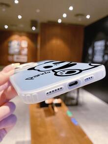 Compatible With IPhone 16, 15, 14, 13, 12, 11 Pro Max//Redmi/OPPO/Infinix Series, 1pc Fashionable Panda Pattern Shockproof, Anti-Fingerprint, Anti-Drop Metallic Button 3-In-1 IMD Phone Case, Silver Color - Silver - View 5