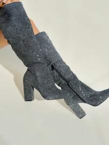Women Knee-High Boots - Dark Grey - View 2