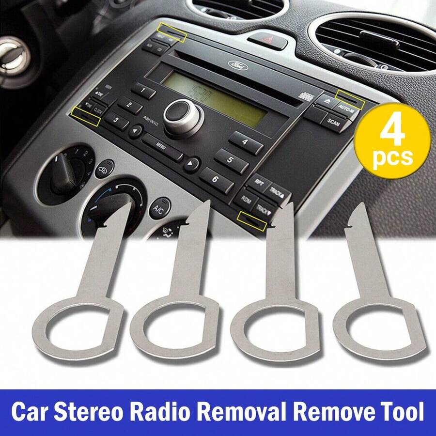 2Set (4pcs/Set) Car Stereo Radio Removal Remove Tool 4 Keys For Audi For Mercedes-Benz VW - Silver - View 1
