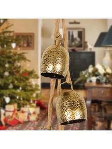 Decorative Bells, Christmas Decorative Bells, Metal Indoor And Outdoor Blessing Bells, 4-Piece Sets Of Harmony Bells, Vintage Handmade And Rustic Lucky Christmas Bells Hang On The String Home Decor Christmas Decorations Room Decor Winter Christmas Decorations Home Christmas Gifts Christmas Decor - Multicolor - View 5