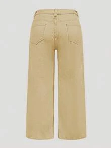 大码女式街头风阔腿裤，适合日常通勤和返校穿着，春夏款 - 駝色 - 查看 6