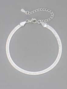 1pc Simple Flat Snake Bone 925 Sterling Silver Bracelet Fine Jewelry Gift For Women Girlfriend Gift Fine Ladies Jewelry Daily Deco - Flat Snake Bone Bracelet - View 6