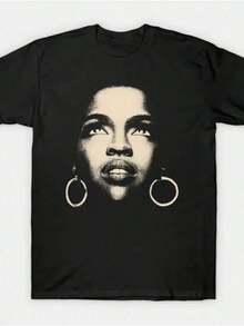 Vintage Lauryn Hill's Singer 90 S Music Graphic T-Shirt Lauryn Hill Casual Digital Print Pure Heavy 100% Cotton T Shirt S-3XL,A Surprise Gift For Family And Friends - 黑色A - 查看 1
