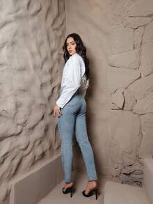 Women's Mom Jeans - Rửa trung bình - Xem 5