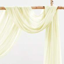 Wedding Arch Draping Fabric, 1 Panel 18FT Burgundy Sheer Backdrop Curtain Chiffon Fabric Drapery Voile Scarf Draping Panels For Wedding Archway Ceremony Curtain Valance Party Decoration - 象牙色窗簾 - 查看 3