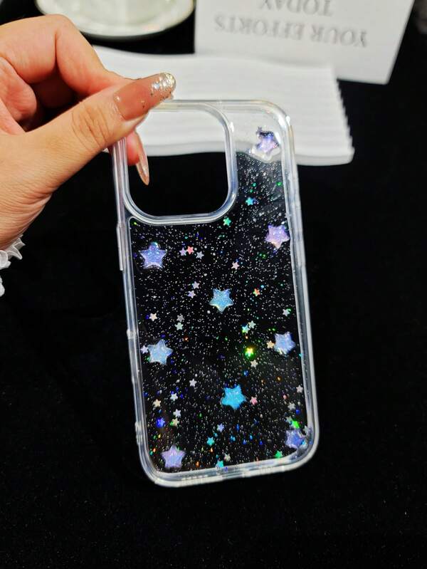 2025 Cute Luminous Glitter Transparent Phone Case Compatible With Apple IPhone 16, 16e, 15, 14, 13, 12, 11 Pro Max, Mini, 7, 8 Plus, X, XS Max, XR, Cute 3D Stereoscopic Minimalist Shockproof Soft Phone Case Compatible With IPhone 17, 17 Air, 17 Pro, 17 Pro Max