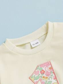 Sudadera de cumpleaños para bebé niña, moderna, de manga larga, con estampado floral y letras, cuello redondo. - Blanco - Ver 7