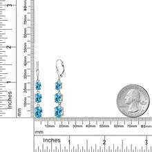 Gem Stone King 3-Stone Leverback Drop Dangle Earrings Women |   925 Sterling Silver |   Gemstone Birthstone |   Oval 8X6MM 7X5MM And 6X4MM |   Fine Jewelry Gifts Her Mom Women Wife - 瑞士藍托帕石,十一月 - 查看 6