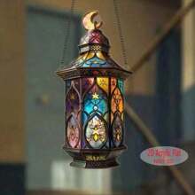 1 szt. 2D akrylowa dekoracja w kształcie latarni, klasyczna wisząca dekoracja z wzorem księżyca i gwiazd, odpowiednia na Święto Dziękczynienia, Nowy Rok, prezent na Boże Narodzenie, nie wymaga prądu, idealna dekoracja do domu, motyw religijny, prezent duchowy, do powieszenia na oknie