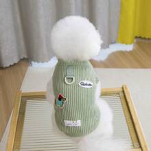 25pcs Korean Style Pet Sweaters, Dog Clothes, Animal Vest, Thermal Lined Knitwear, Cat Apparel, Dog Outfits, Cartoon Animal Casual Wear, Plush Pet Clothes, New Autumn/Winter Collection, Cartoon Embroidered Leg Wear, Casual Wear, Leash Buckle Fleece Jacket, New Autumn/Winter, Cat Autumn Clothes - Khaki - View 8