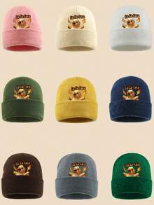 1pc "La-La-Lave Ch-Ch-Icken" Pixel Turkey Print Knit Beanie Hat, Multi-Color Options, Suitable For Outdoor Sports, Casual, Fishing, Parties, A Comfortable Commuting Warm Hat, Suitable For Cycling And Outdoor Activities In Cold Black Weather, Sports Accessory - A - View 12