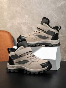 Dziecięce buty trekkingowe, wodoodporna cholewka ze skóry, antypoślizgowe, wytrzymałe buty do biegania, regulowane rzepy, ciepłe na zimę - Wielbłąd - Zobacz 5