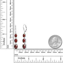 Gem Stone King 3-Stone Leverback Drop Dangle Earrings Women |   925 Sterling Silver |   Gemstone Birthstone |   Oval 8X6MM 7X5MM And 6X4MM |   Fine Jewelry Gifts Her Mom Women Wife - 石榴石/棋盤格,一月 - 查看 6