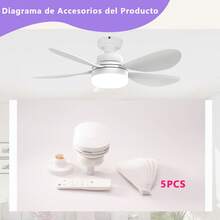 Ventilador De Techo Con Luz Led, 42cm Ventiladores de Techo con Tres velocidades, Luz Cálida y Fría, con Control Remoto para Ajustar el Color y Brillo. Compatible con Base E27 - A- 2 Piezas - Ver 6