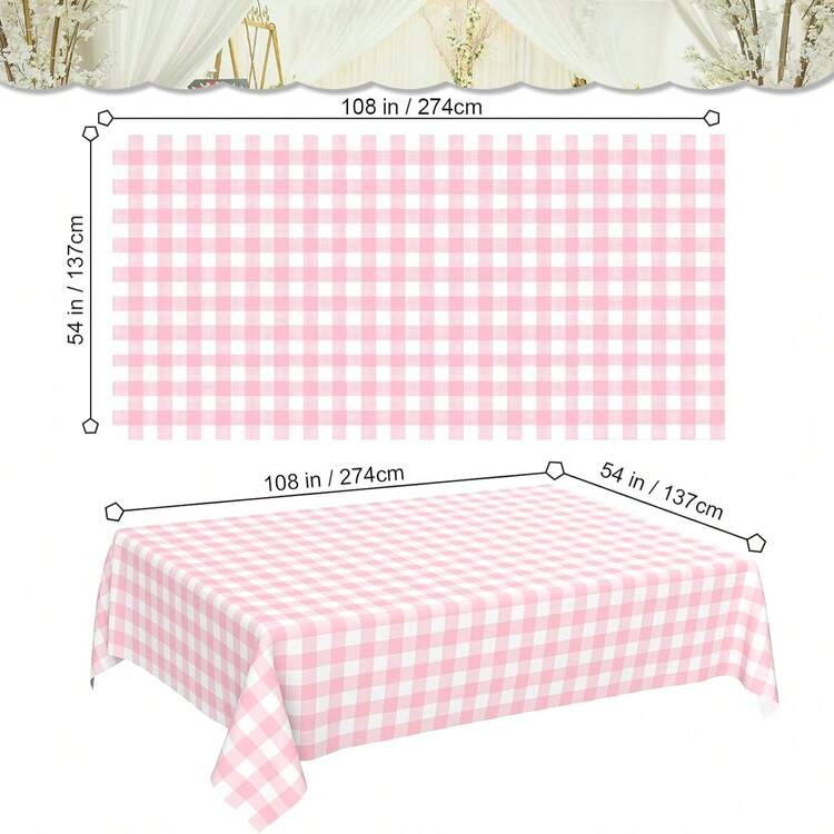 2 paquetes de manteles a cuadros rosa y blanco de 54 x 108 pulgadas, manteles desechables para fiestas y picnics, manteles a cuadros de plástico resistentes a las salpicaduras para camping, decoración de fiestas, regalos, fiesta de Navidad, Halloween, decoración de Halloween, Día de la Madre, Graduación - Multicolor - Añade 2