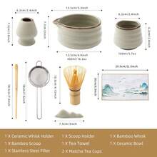 Bộ dụng cụ đánh trứng Matcha 2/5/7/9 món, Bộ dụng cụ Matcha bằng gốm sứ màu xám nung trong lò dành cho lễ cưới, Bộ trà Matcha kiểu Nhật để pha bữa sáng/Latte, Bộ dụng cụ pha Matcha hoàn hảo làm quà tặng sinh nhật ngày lễ cho người yêu Matcha - Nhiều màu - Xem 3