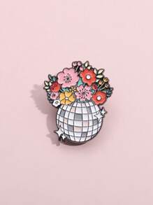 1 pièce Broche à émail Floral Disco Ball, Broches de fleurs personnalisées de broches d'étoiles, Badges de revers de dessin animé, Bijoux musicaux Cadeaux pour les fans et les amis