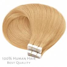 40pcs/100G , Thick Tape In Human Hair Extensions ,Seamless Invisible Skin Weft Extensions , Remy  Human Hair,Silky Straight For Fashion Women  ,10-26inch ,Easy To Apply (27# ) - S27 - 查看 3