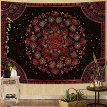 Boho Mandala Tapestry Wall Hanging Bohemian Floral Flower Medallion Tapestry Aesthetic Wall Art Large Green Yellow Hippie  Tapestries, Vintage Wall Decor Banner For Living Room Bedroom Dorm Home Decor(40x30inch/60x40inch/60x51inch/80x60inch) - 2-黑色 - 查看 4