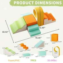 Soft Play Climbing For Toddlers, 8/10pcs Foam Climbing Blocks For Toddlers For Nursery, Living Room, Baby Climbing Blocks With Tunnel For Climb,Crawl And Slide - 橘色 - 查看 10