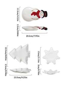 1 件圣诞雪人陶瓷盘，简约雪花形餐盘，白色圣诞树沙拉和甜点盘，适用于平安夜晚餐餐具、咖啡厅和餐厅蛋糕和甜品盘、礼物、早餐和沙拉盘 - 彩色 - 查看 5