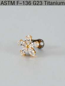 1PC F136 Titanium Dermal Anchor Cown Flower Leaf Triangle Micro Dermal Anchor Diver Implants Jewelry Body Piercing Zirconia Flat Back Cluster Hide In Face Clavicle Skin 14G Piercing Jewelry Sexy Unisex - Titanium - View 11