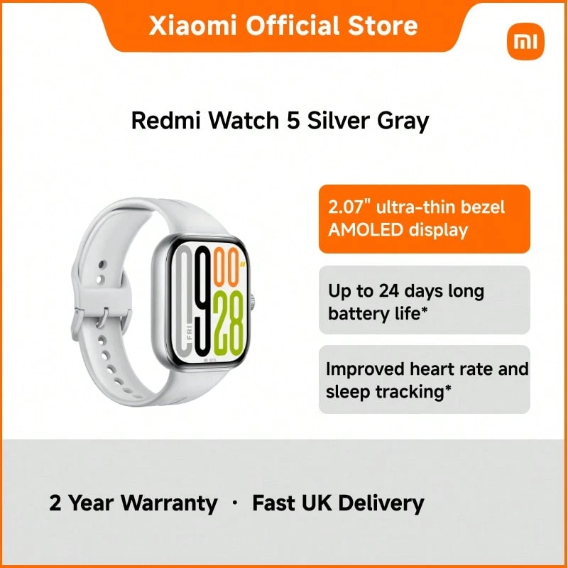 Redmi Watch 5 – 2.07" AMOLED Smartwatch With GPS, 24-Day Battery, Bluetooth Calling, 5ATM Waterproof, Heart Rate & SpO₂ Monitor, Dual Mic, Xiaomi HyperOS, For Android/IOS Users - White - View 1