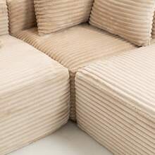 4-Seat Compressed Magic Cube Sofa – Corduroy Upholstery, No Assembly, Modular Flex, Soft Seat, Perfect For Renters & Modern Homes - Beige + 4 Seat - View 5