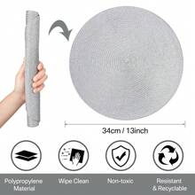 6 Pack Round PP Placemats And Coasters Set - 13.2 Inch Waterproof Non-Slip Table Mats For Dining Decor, Dishwasher Kitchen Tableware - Silver - View 6
