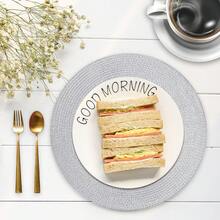 6 Pack Round PP Placemats And Coasters Set - 13.2 Inch Waterproof Non-Slip Table Mats For Dining Decor, Dishwasher Kitchen Tableware - Silver - View 5