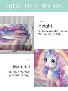 1PC Customized 110g Single Bed Sheet, Customized Purple Cartoon Pony Bed Sheet (1-Piece Set), Digital Printed Polyester Material Suitable For Children, Girls, Families, Holiday Gifts - Multicolor - View 2