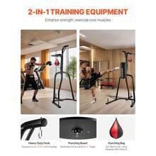 2 In 1 Punching Bag Stand, Steel Heavy Duty Workout Equipment, Adjustable Height Boxing Punching Bag And Speed Bag Stand, Freestanding Sandbag Rack, Holds Up To 140 Lbs, For Home Gym Fitness - 黑色 - 查看 2
