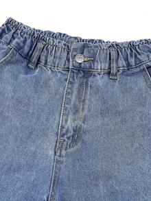 Quần jeans ống đứng cạp cao, lưng thun, kiểu dáng thường ngày, đã qua xử lý giặt, màu cà rốt. - Rửa nhẹ - Xem 9
