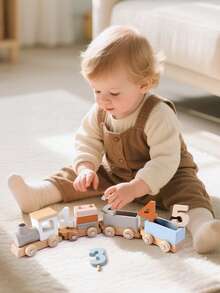 Wooden Birthday Train, Early Childhood Education Toys, Early Education Puzzle Train Digital Building Block Assembly Cognitive Matching Toys, Children's Toys, Train, Train Set, Wooden Train - Suitable As A Birthday Gift - Wooden Birthday Train - View 4