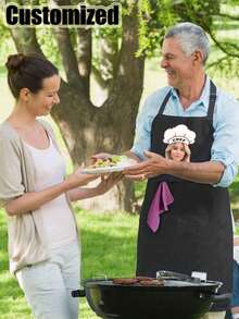 1 pezzo Grembiule personalizzato con testo e foto personalizzata, grembiule impermeabile, grembiule da cucina divertente personalizzato, personalizza testo, grembiule da chef, regalo ideale per anniversari, regalo unico per donne, chef, mamma, papà, marito, fidanzata, fidanzato, regalo per matrimoni per lui, regalo per lei, stampa grafica