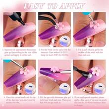 2 盒 24 色亚克力指甲钻石水钻 4000 颗 3D 花朵指甲饰物和宝石、用于指甲设计的彩色花朵饰物、用于美甲的 4 盒指甲水钻、用于指甲彩绘的珍珠指甲饰物金色鱼子酱珠子、指甲蜡铅笔镊子 - 彩色 - 查看 8