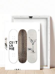 1 件豹纹滑板帆布墙饰、马提尼酒印花酒吧推车墙饰、黑白 Ace 扑克牌海报、复古橄榄色马提尼酒印花酒吧推车墙饰、时髦酒精鸡尾酒印花扑克画、卧室装饰、客厅装饰 - 彩色 - 查看 10