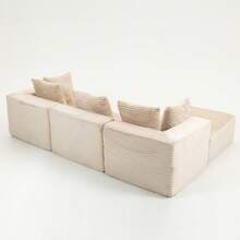 4-Seat Compressed Magic Cube Sofa – Corduroy Upholstery, No Assembly, Modular Flex, Soft Seat, Perfect For Renters & Modern Homes - Beige + 4 Seat - View 9