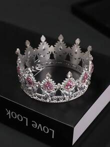 1 pieza Corona barroca de estilo europeo y americano para novia, tiara de aleación, regalo de cumpleaños de princesa, tocado, corona con vibra de reina, accesorios del Día de San Valentín