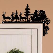 Christmas Door Frame Corner Finials, Festive Decorative Metal Signs, Door Frame Corner Metal Decorative Signs, Artistic Wall Hanging Signs Home Decor Christmas Decorations Room Decor Winter Christmas Decorations Home Christmas Gifts Christmas Decor - Multicolor - View 11